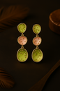 Meena enamel earrings in pastel green and pink – gold-plated long drop earrings for festive wear