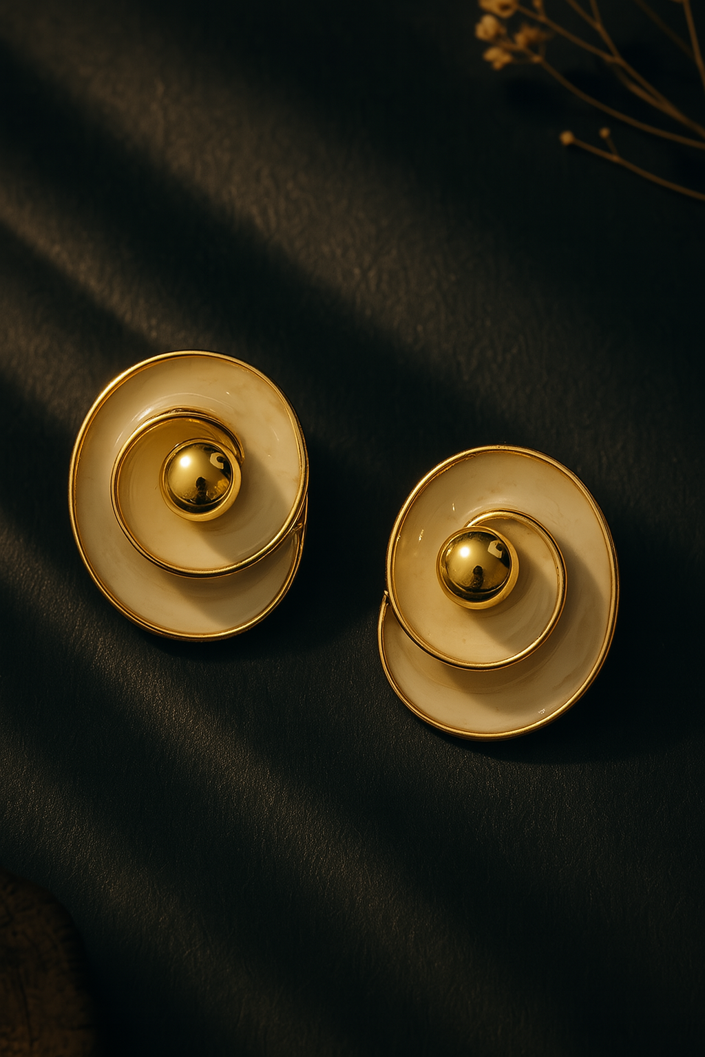 Modern Ivory and Gold Statement Earrings
