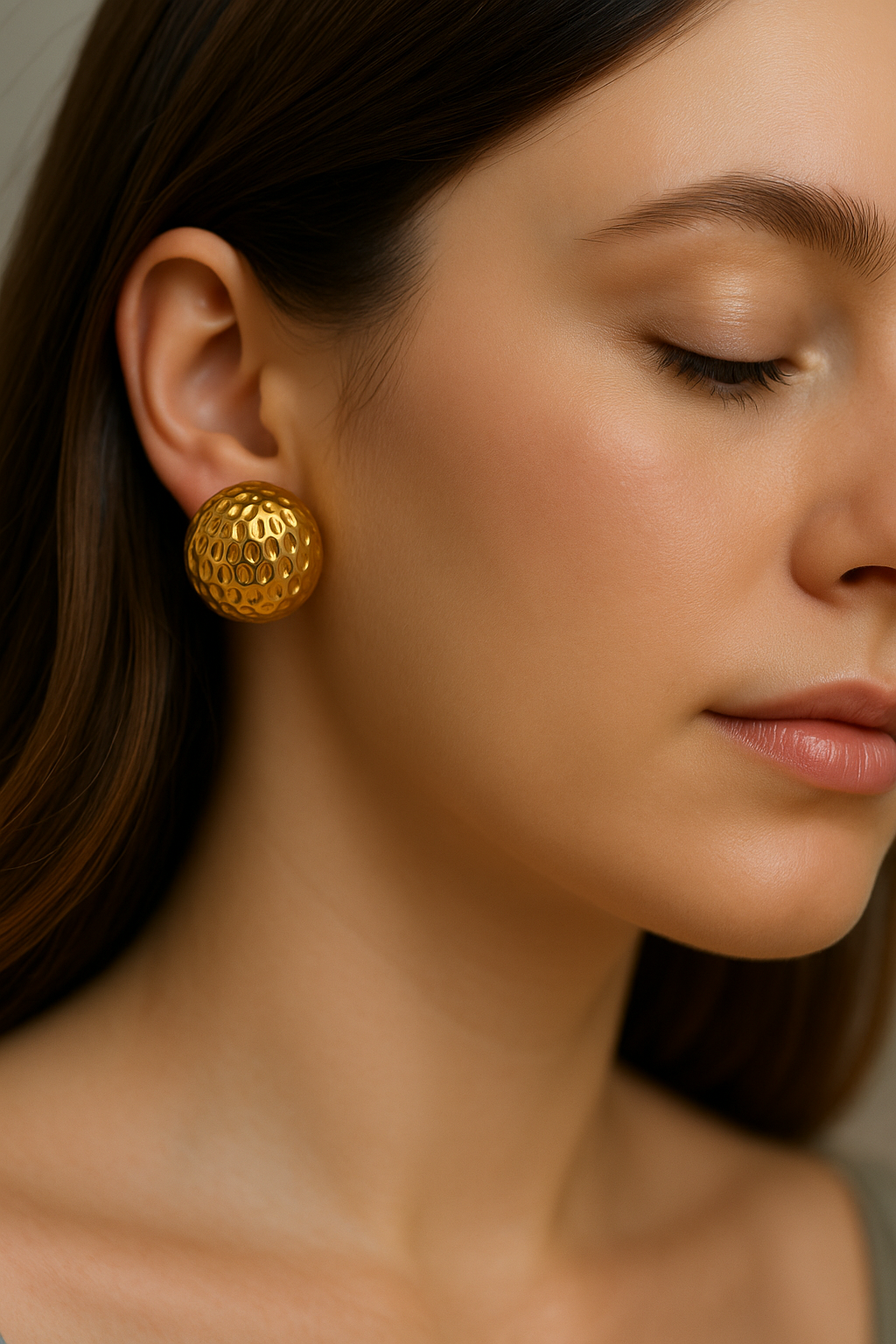 Polished gold bumpy ball earrings, contemporary statement stud jewelry, unique gifts