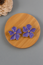 Purple Meenakari enamel 5 petal flower earrings with gold detailing – traditional handcrafted jewelry